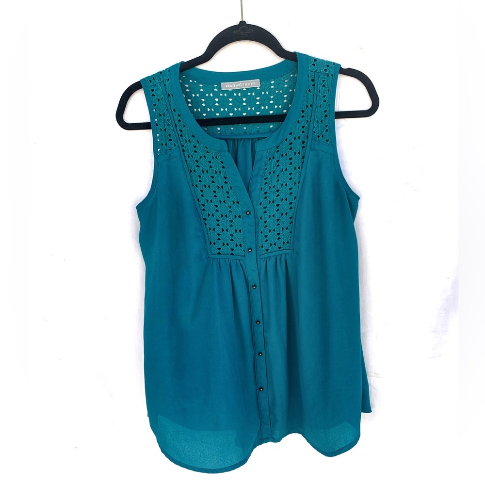 Daniel Rainn Sleeveless Turquoise Blouse Size Medium